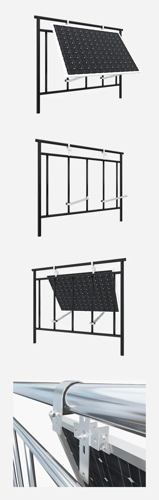 陽(yáng)臺(tái)欄桿太陽(yáng)能電池板支架系統(tǒng)-多角度